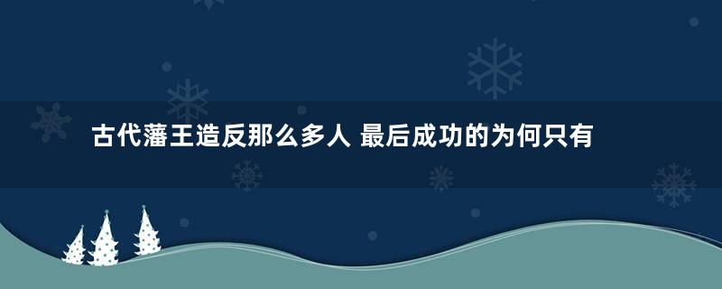 古代藩王造反那么多人 最后成功的为何只有朱棣一人